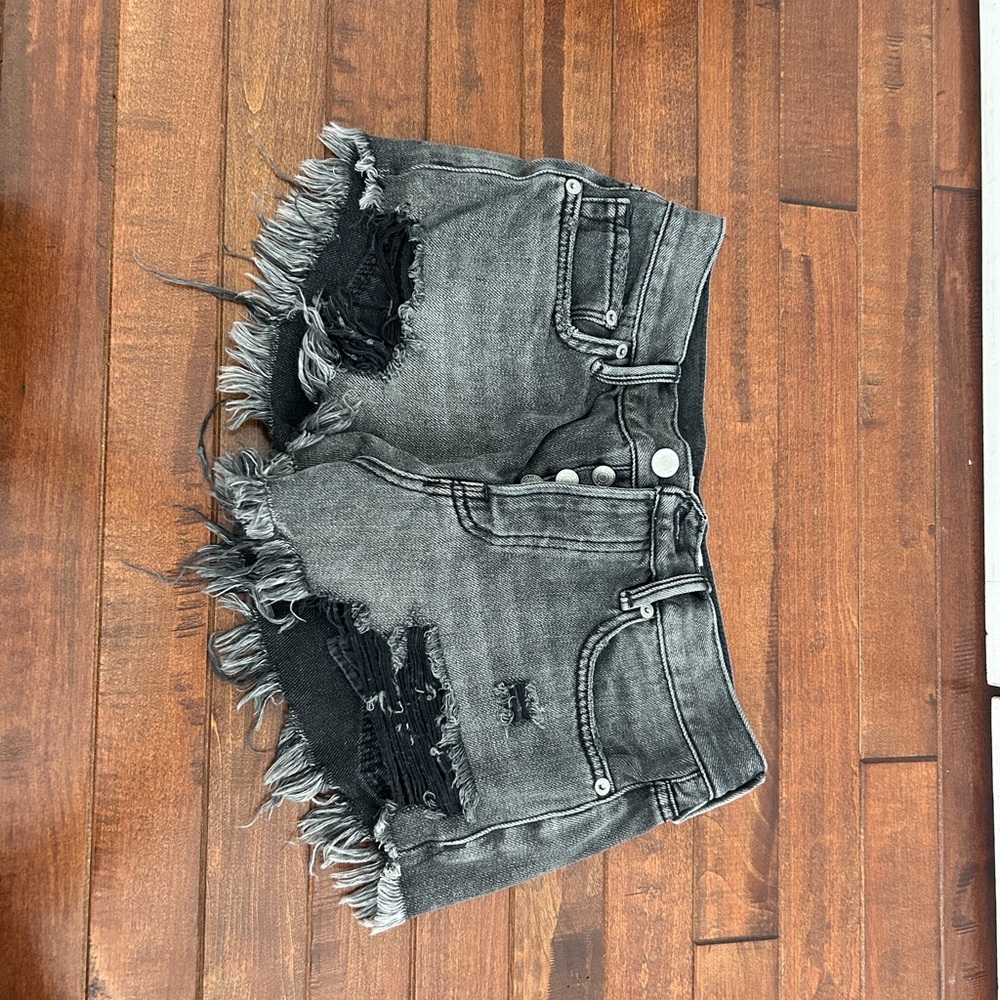 We The Free black mini denim shorts